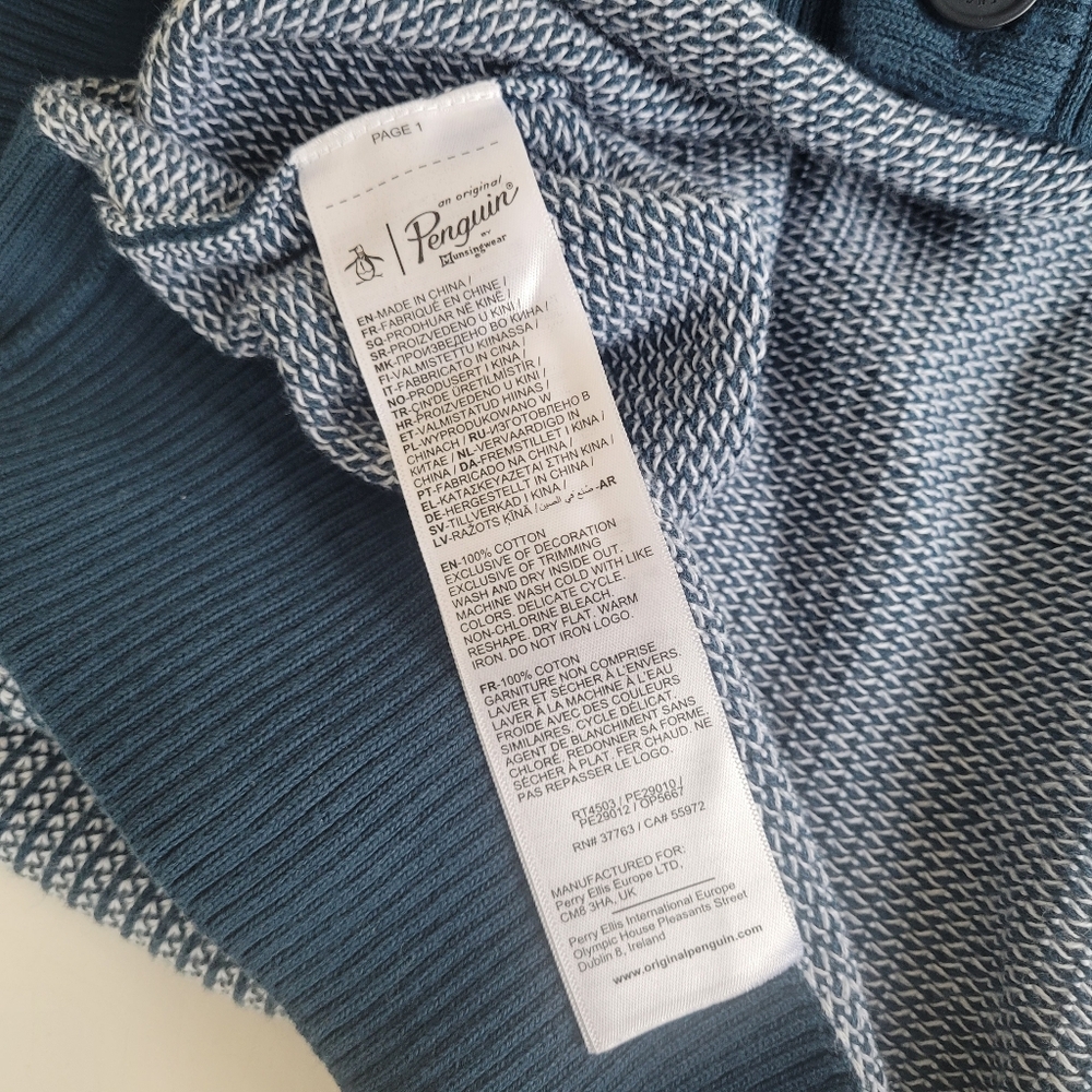 NWT Original Penguin Cardigan Sweater Blue Mens Large - Picture 6 of 6